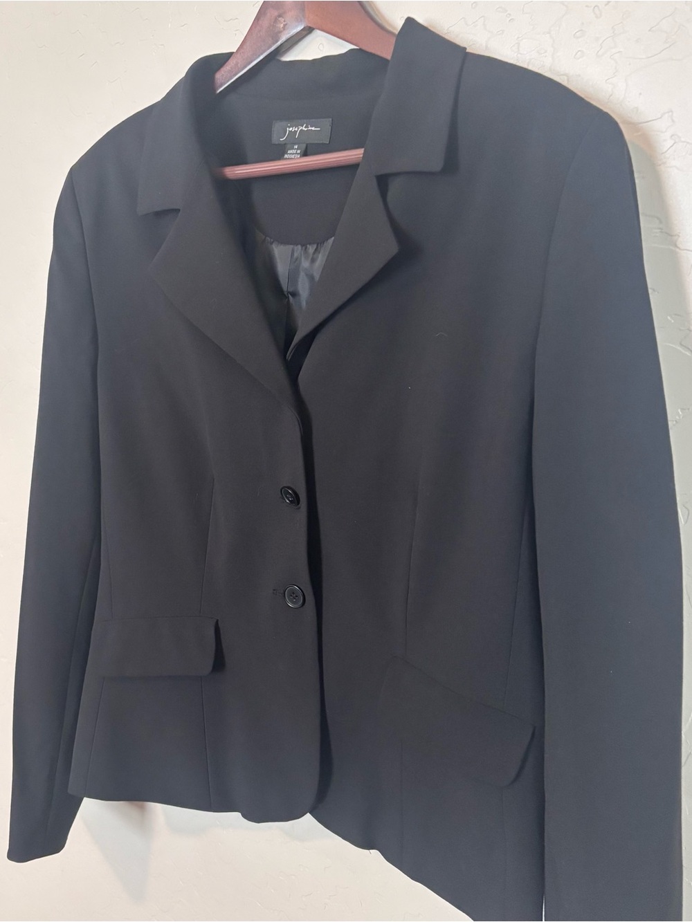 Josephine Black Three Button Blazer Jacket Women's 14